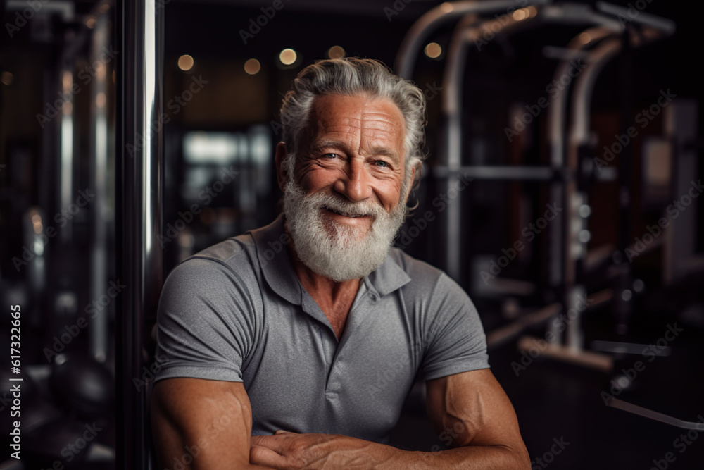 AI generated image of mature senior at gym
