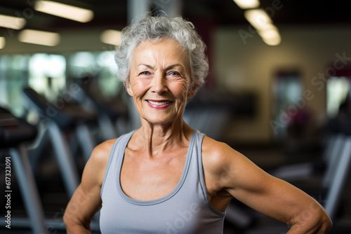 AI generated image of mature woman at gym