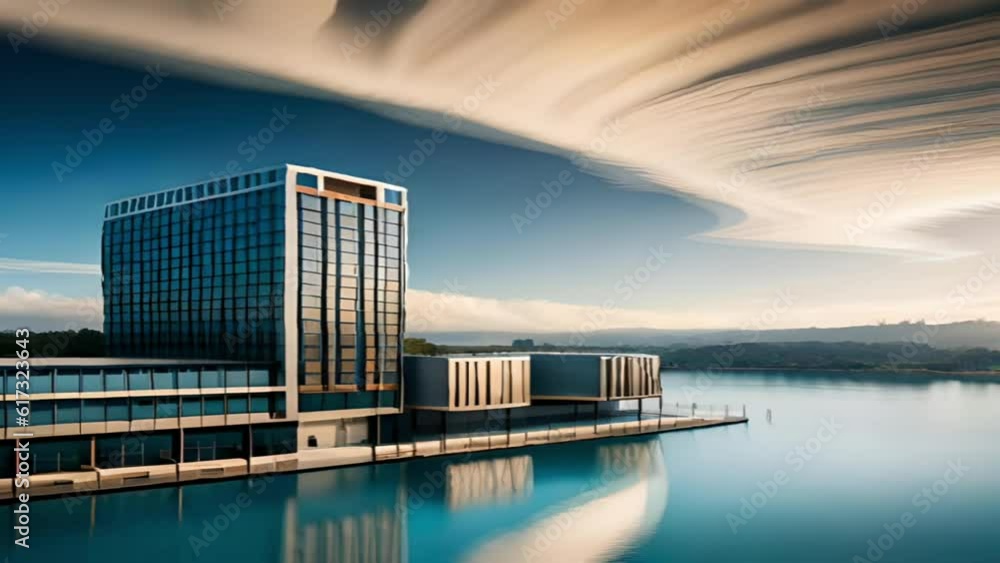 Modern high-rise corporate building for business, with bright sunset reflections, motion and time-lapse videos. Great for catalogs, presentations, websites, advertisements etc Modern high-rise corporate building for business, with bright sunset reflections, motion and time-lapse videos. Great for catalogs, presentations, websites, advertisements etc