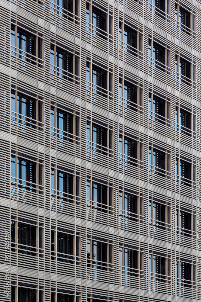 Modern facade with windows. High tech architecture