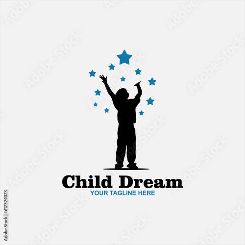 Child dreams logo designs concept vector, Kids Education logo symbol, Children Reaching star