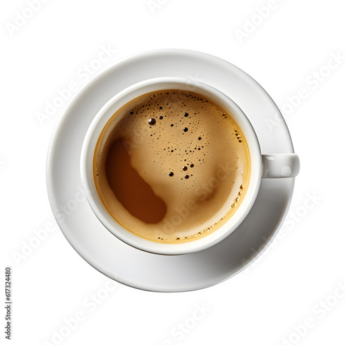 Morning Elixir: Close-Up Top View of Coffee in a Cup. Generative AI