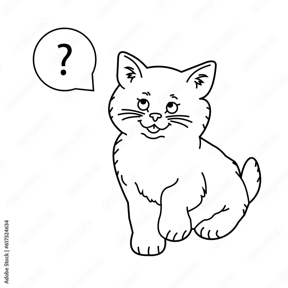 A cat with question mark, cat with question, vector illustration design. A cat with question mark, cat with question, vector illustration design.