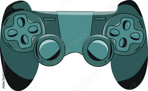 wireless gamepad for a computer game that connects via bluetooth, dark blue, vector graphics