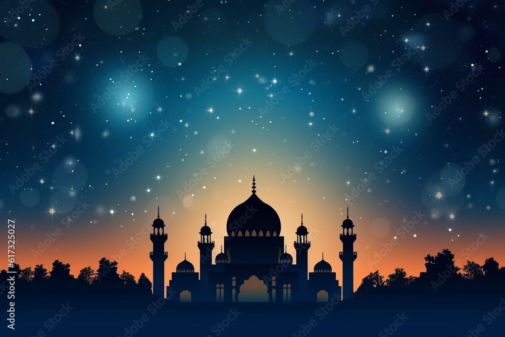 Captivating Night Sky Islamic Background Created with Generative AI