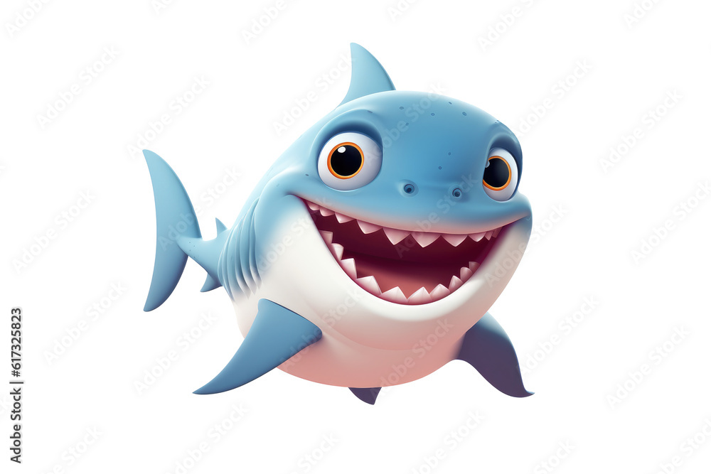 Baby shark on transparent background for cartoon style. Generative Ai Baby shark on transparent background for cartoon style. Generative Ai
