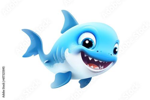 Baby shark on transparent background for cartoon style. Generative Ai