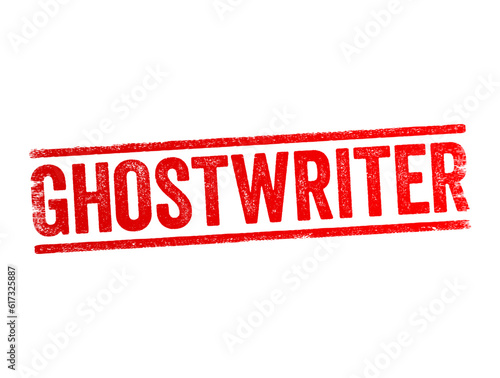 Ghostwriter is hired to write journalistic works, speeches or other texts that are officially credited to another person as the author, text concept stamp