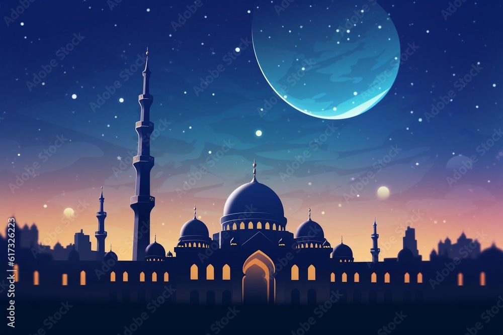 Captivating Night Sky Islamic Background Created with Generative AI Captivating Night Sky Islamic Background Created with Generative AI