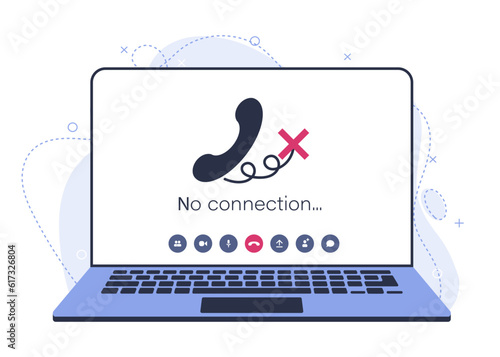 Has no connection. Communication problems during an online conversation on a laptop