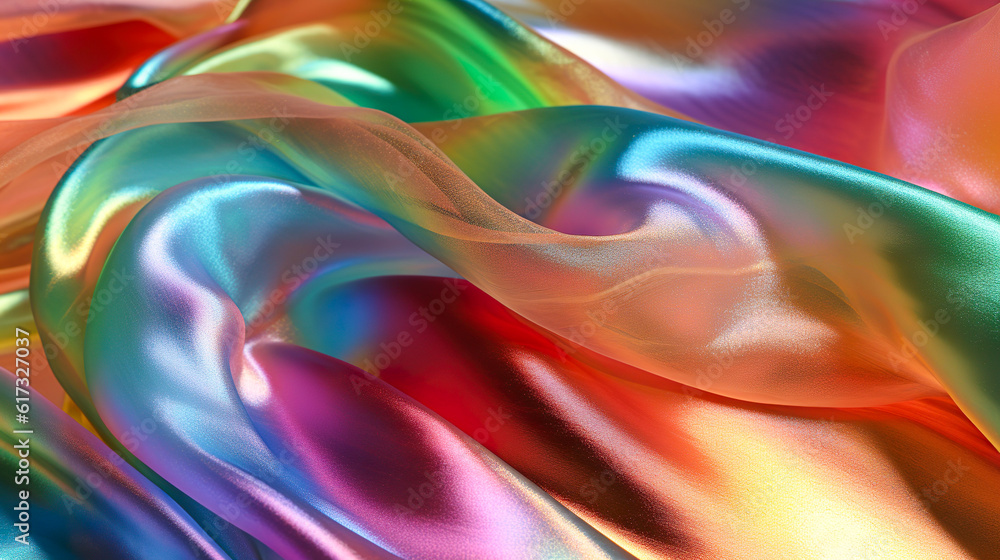 Naklejka premium 虹色の生地の背景 Generative AI