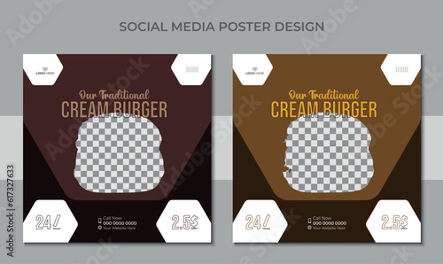 Social Media Post Template Design. Vegetable, Restaurant discount food Burger. Restaurant Social Media Post Template Design. Food social media template. Restaurant discount food Burger