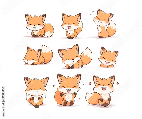 cute orange fox mascot illustration