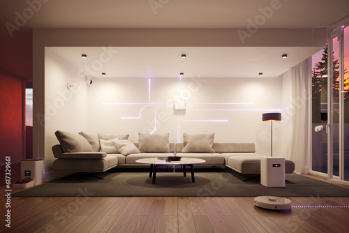 Obraz na płótnie Smart Home Central HUB with Multiple Devices Connected w salonie