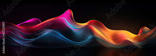 Abstract colorful wavy liquid background with black blackground