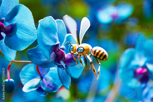 Artificial Bees and Blue Orchid Pollination: A 3D Rendering of Automated Insects