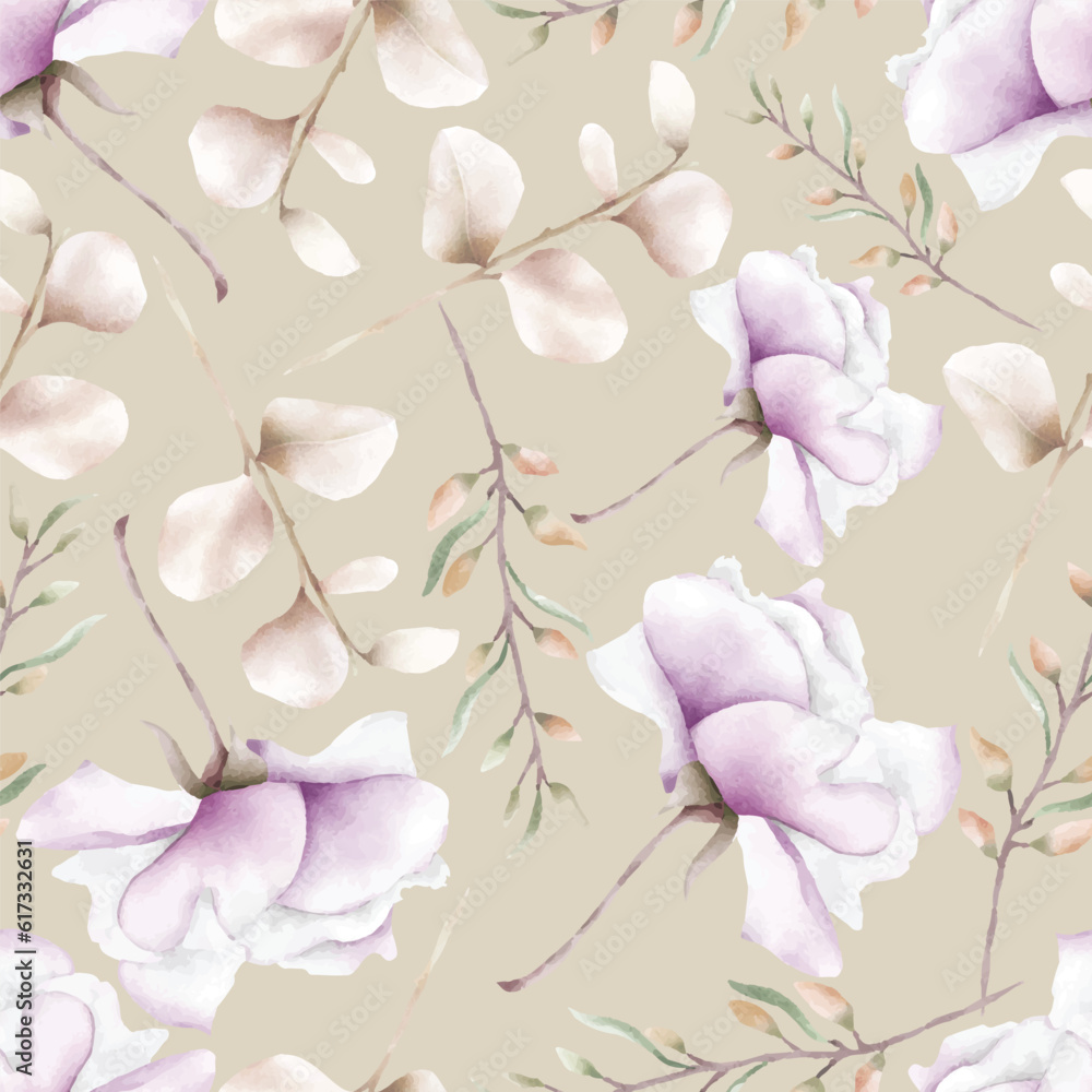 Elegant watercolor floral seamless pattern