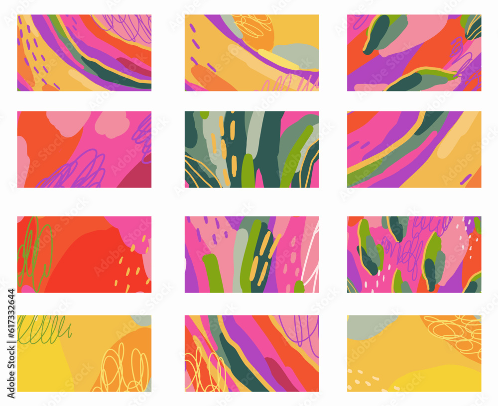 Hand drawn summer abstarct print in