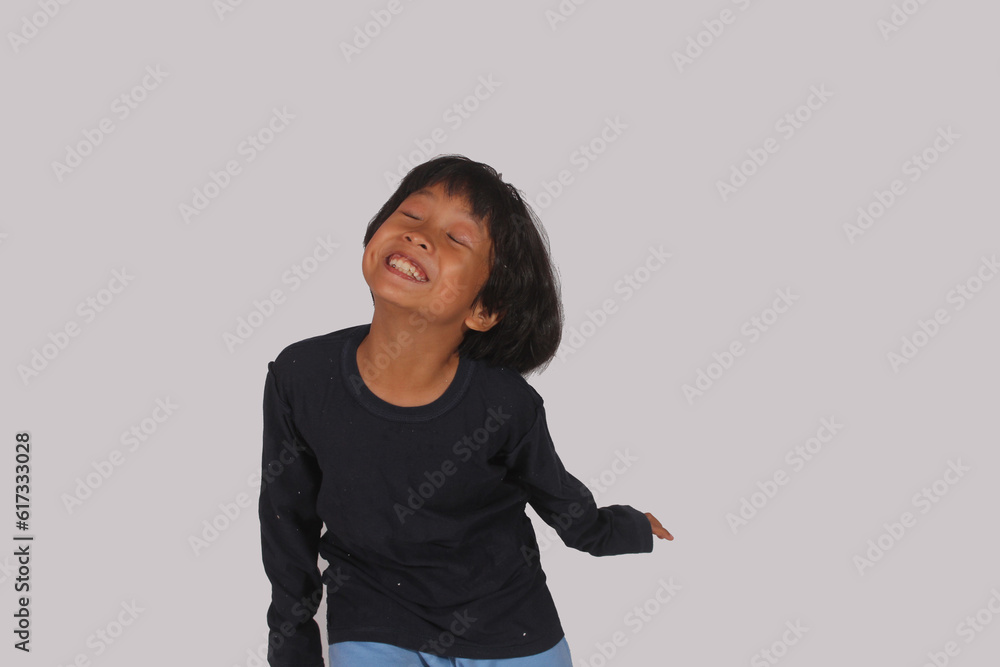 happy asian girl with unique expression, black clothes and short hair, headshot front view, isolated studio shot.
happy asian girl with unique expression, black clothes and short hair, headshot front view, isolated studio shot.