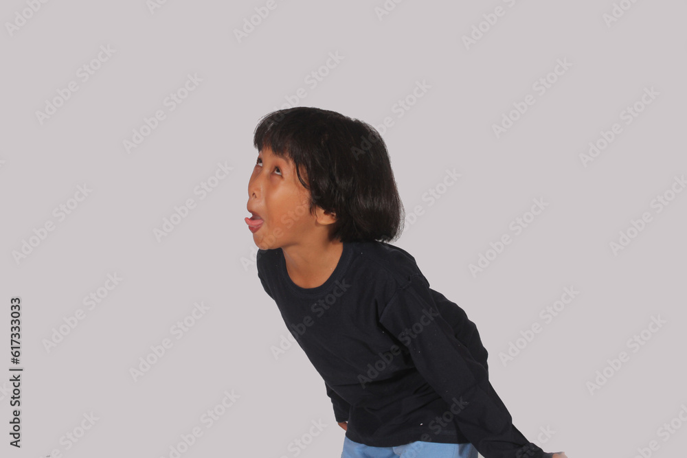 happy asian girl with unique expression, black clothes and short hair, headshot front view, isolated studio shot.
happy asian girl with unique expression, black clothes and short hair, headshot front view, isolated studio shot.