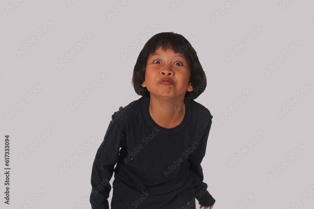 Asian girl wearing black clothes on a white background with a sweet smile expression with short hair
Asian girl wearing black clothes on a white background with a sweet smile expression with short hair