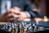 Businessman playing chess think problem solving. business competition planning teamwork,International chess, ideas and competition and strategy, business success concept,strategic concept...