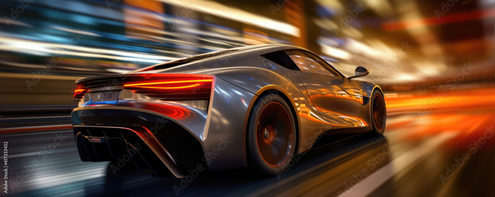 Futuristic car concept. wide banner or panorama photo, generative ai