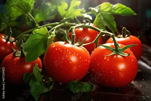 Red ripe tomatoes. Illustration AI Generative.