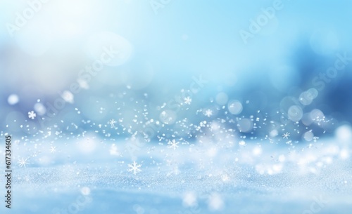 Blue winter snow background. Illustration AI Generative. © olegganko