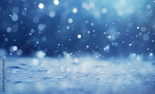 Blue winter snow background. Illustration AI Generative.