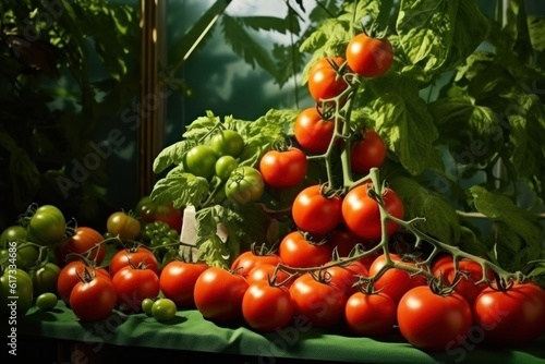 Red ripe tomatoes. Illustration AI Generative.