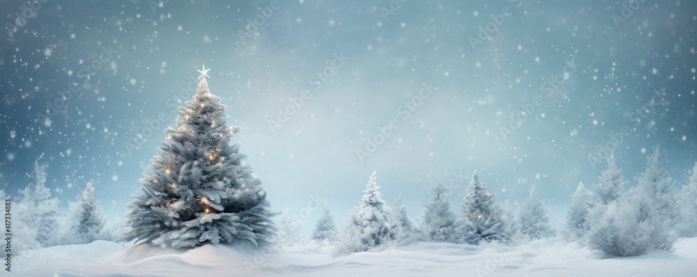 Holiday background with Christmas tree. Illustration AI Generative.