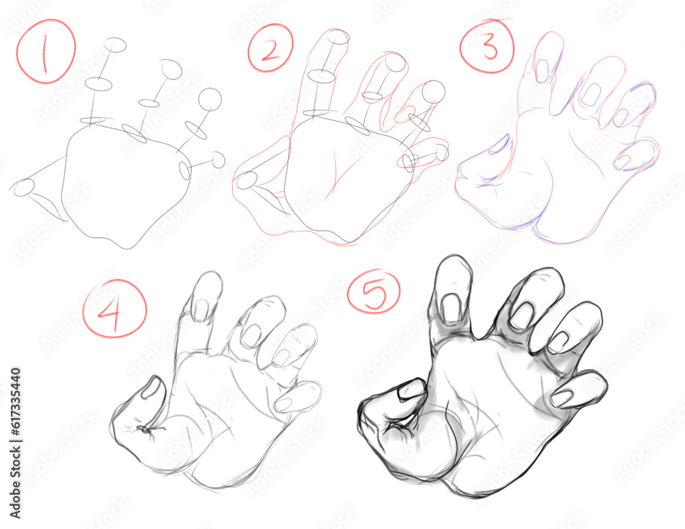 steps to draw a sketch of a gripping palm steps to draw a sketch of a gripping palm