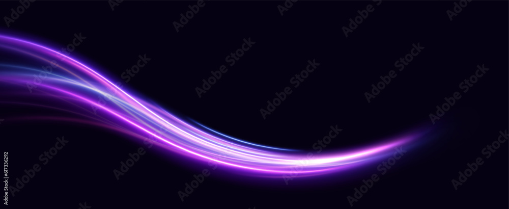 Naklejka premium neural network.Neon speed lines. Dynamic light motion traces. Light trace wave, trace line. 