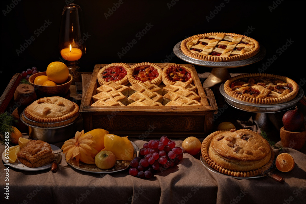 photo tray with pies.generative ai