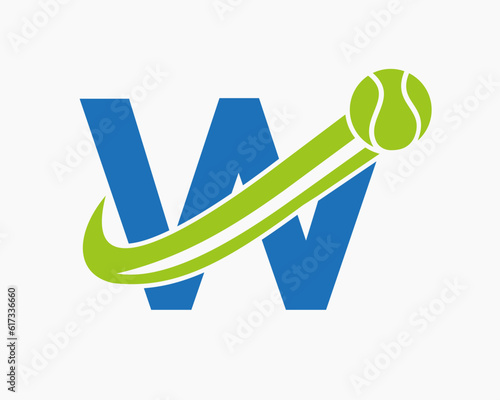 Letter W Tennis Club Logo Design Template. Tennis Sport Academy, Club Logo