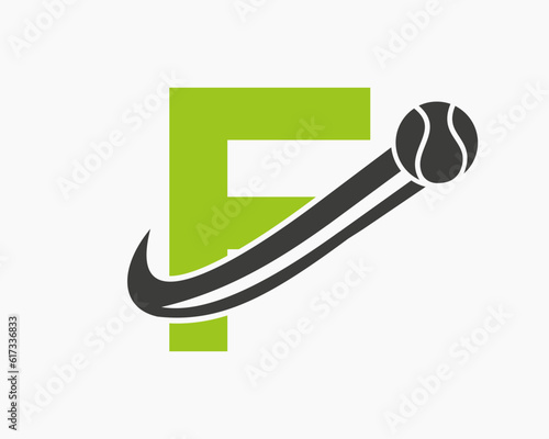 Letter F Tennis Club Logo Design Template. Tennis Sport Academy, Club Logo