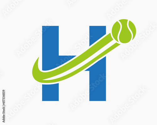 Letter H Tennis Club Logo Design Template. Tennis Sport Academy, Club Logo