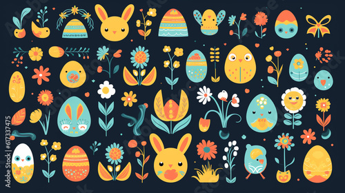 easter seamless pattern with rabbits