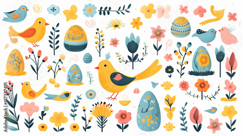 set of easter elements
