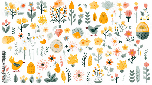 set of easter elements