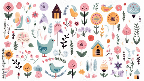 set of easter elements