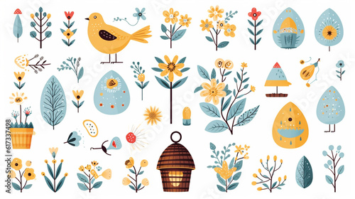 set of easter elements
