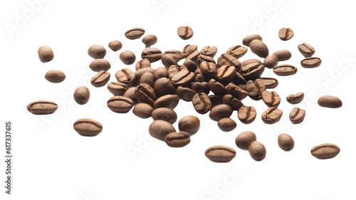 a large pile of coffee beans, showcasing their various shapes and colors.