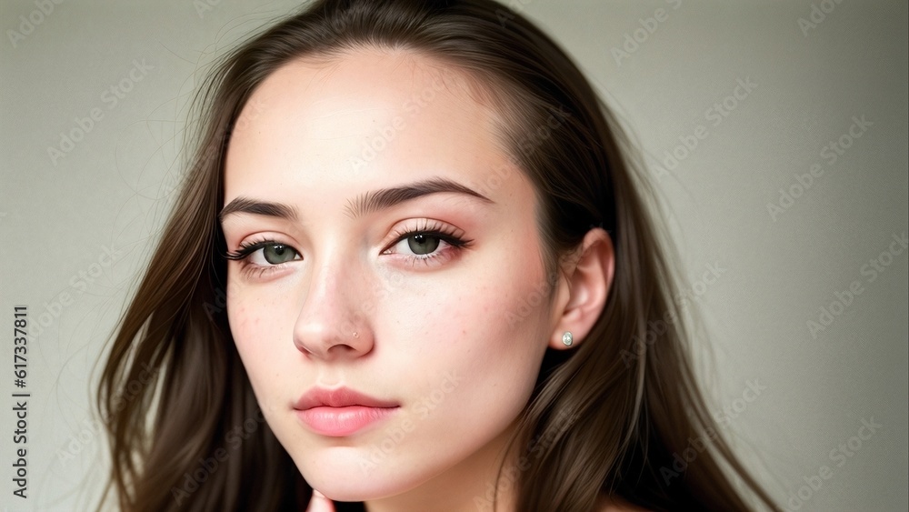Portrait of a young woman, generative AI Portrait of a young woman, generative AI