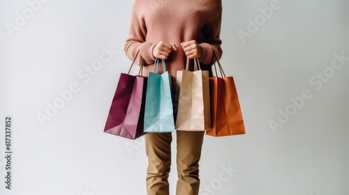 hand holding shopping bags, ai generative 