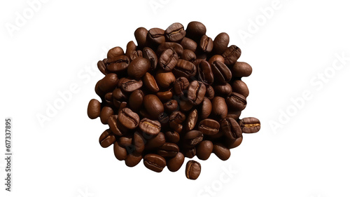 a variety of coffee beans scattered on a black background. 