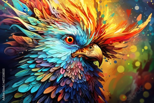 Colorful pattern painted with brushes abstract animal illustration bird © Gizmo