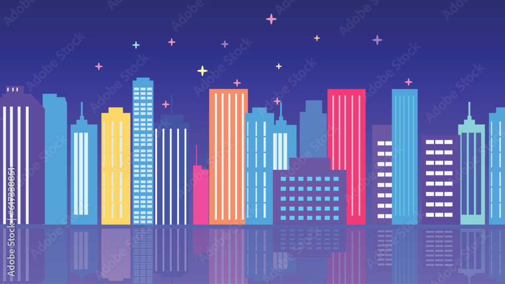 City building vector skyline real estate illustration in silhouette style