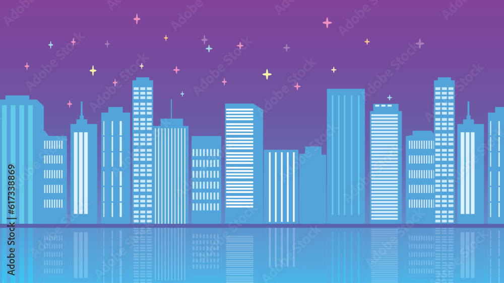 City building vector skyline real estate illustration in silhouette style